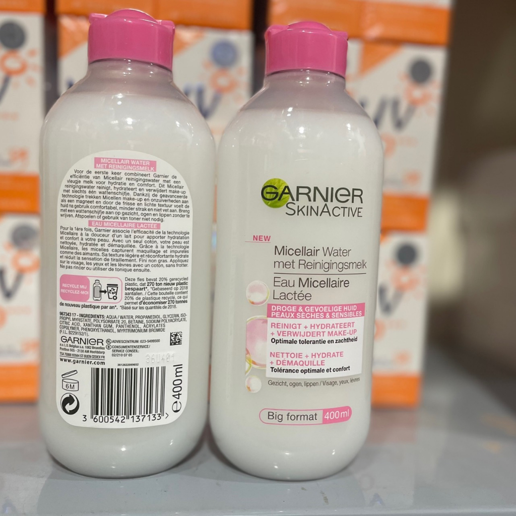 400ML Sữa Tẩy Trang Cho Da Khô, Nhạy Cảm Garnier Skinactive Eau Micellaire Lactée