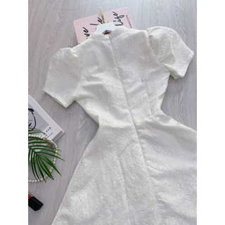 [TTS21]Váy gấm hoa chìm Cổ chữ V