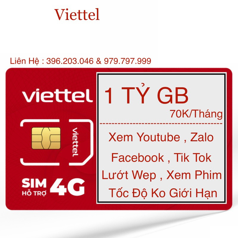 Sim Viettel Max70 và Mobifone Gói KO GIỚI HẠN DATA UMAX70 CF60