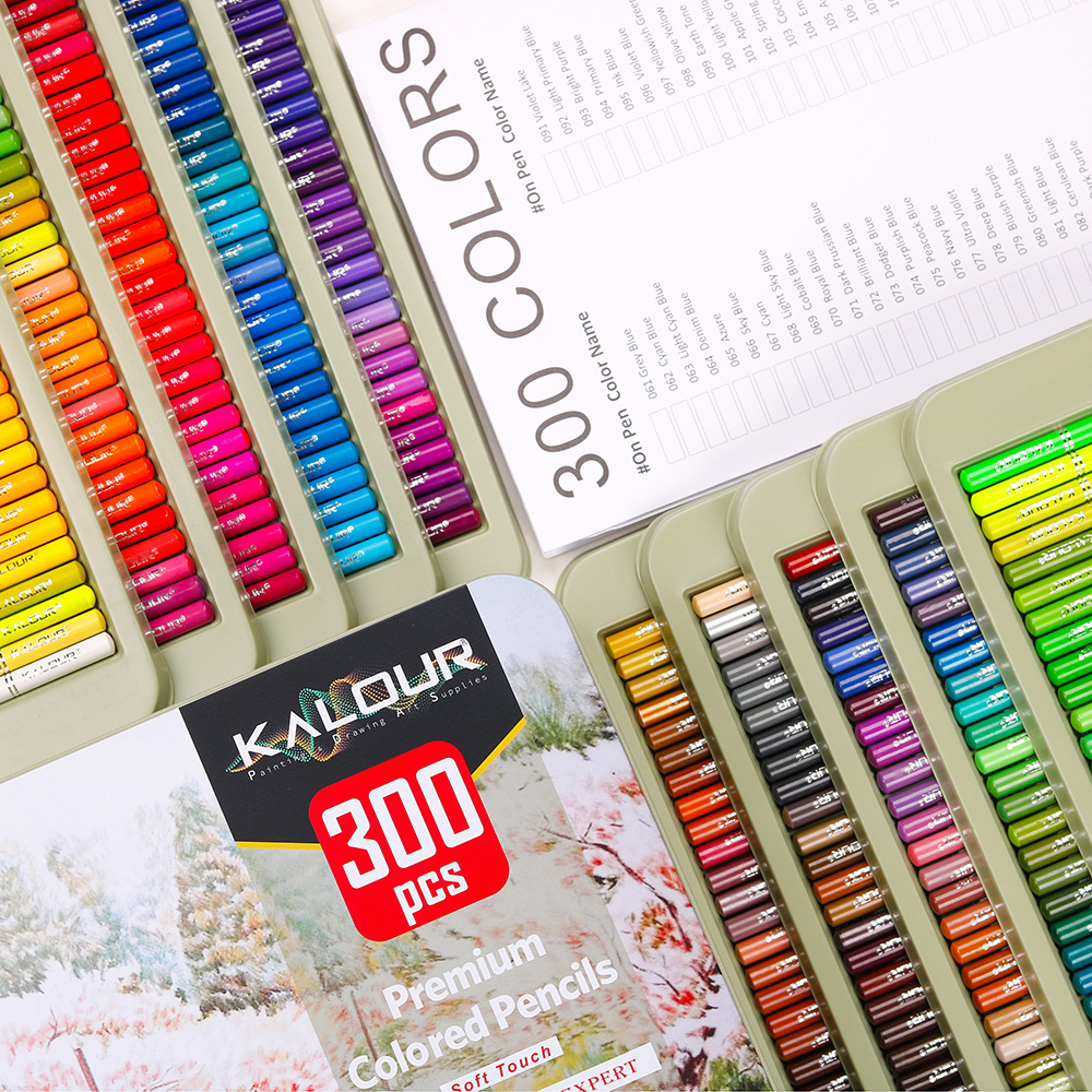Bút Chì Màu Khô KALOUR 300 màu hộp thiếc - KL300KH