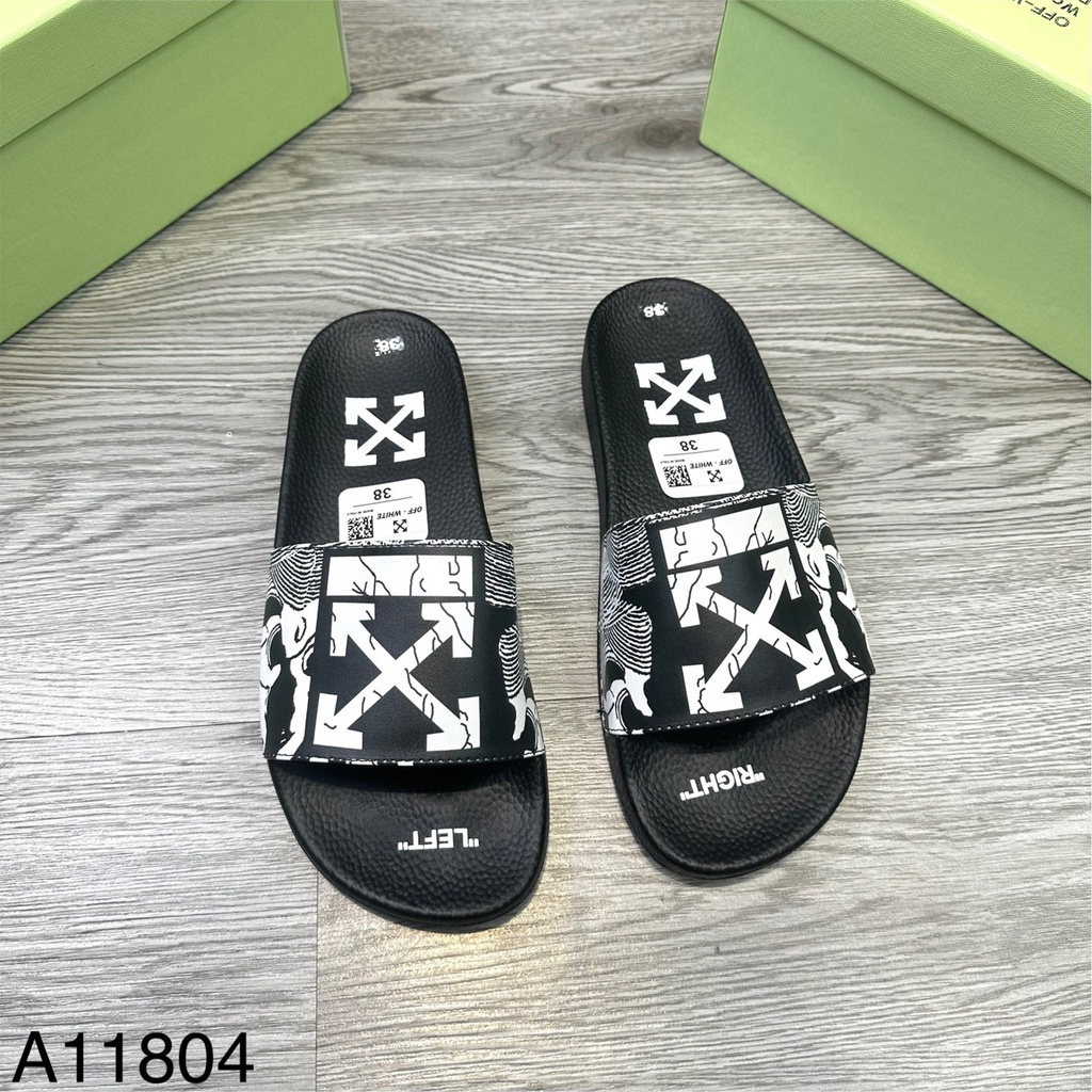 Dép Quai Ngang Off White Nam In Họa Tiết Cực Đẹp - Dép Quai Nam CHỮ KÝ In Nhiệt Cao Cấp