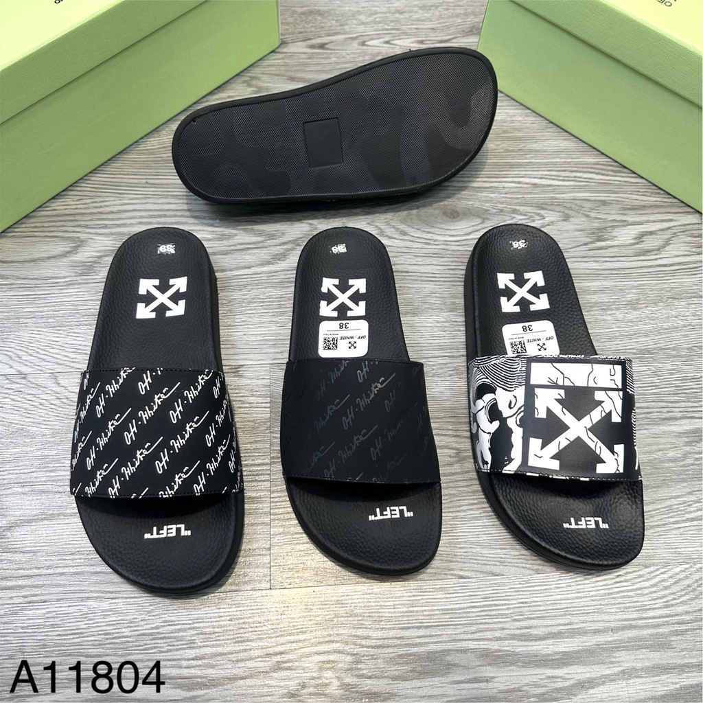 Dép Quai Ngang Off White Nam In Họa Tiết Cực Đẹp - Dép Quai Nam CHỮ KÝ In Nhiệt Cao Cấp