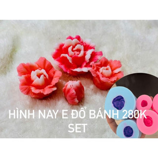 Khuôn Silicone Hoa Cẩm Chướng Bộ 4 Bông Lớn Nhỏ SALE 280K