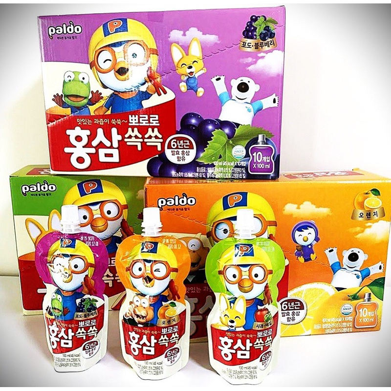 Nước hồng sâm PORORO PALDO HÀN QUỐC cho bé