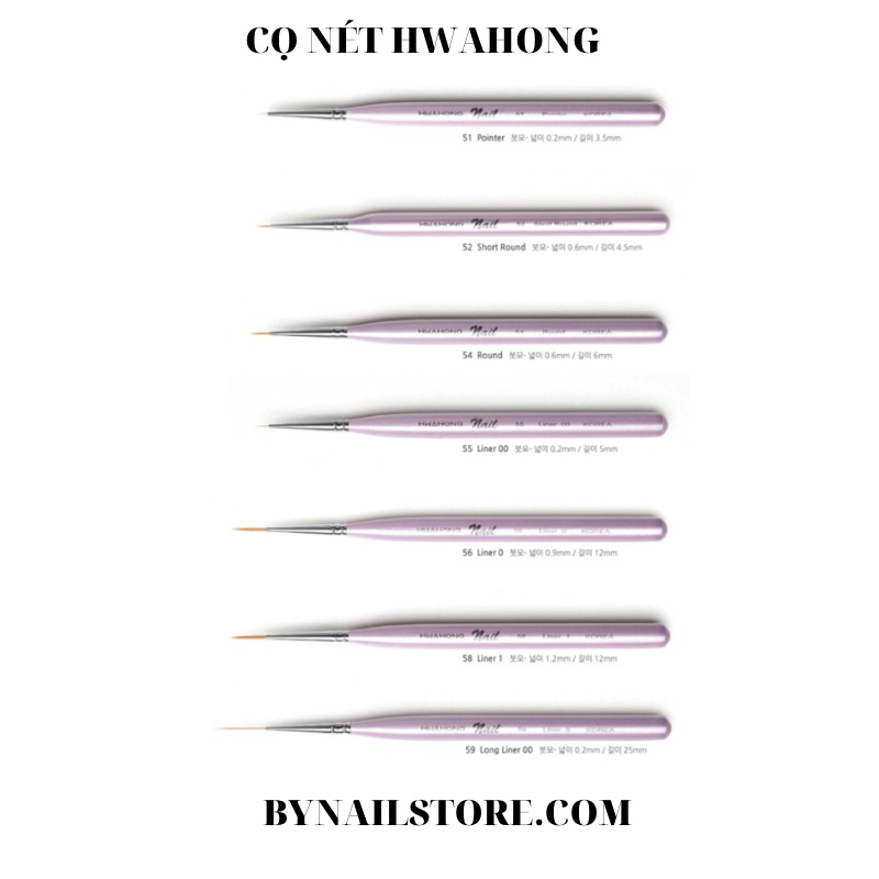 [Hwahong brush nails] Cọ nét vẽ nails Hwahong cao cấp Hàn Quốc (1pcs)
