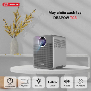 Máy chiếu mini fullhd drapow t03, 450lumen, andori 9 full tiếng việt, phân giải 1920*1080p