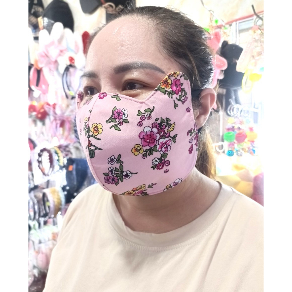 Khẩu trang tai mèo vải cao cấp mềm , che thái dương, 3 lớp , che chống nắng tốt