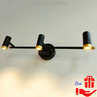 Đèn soi tranh, trang trí chiếu rọi hắt gương Led treo gắn tường phòng khách màu đen 3 bóng sang trọng hiện đại GH6028/3