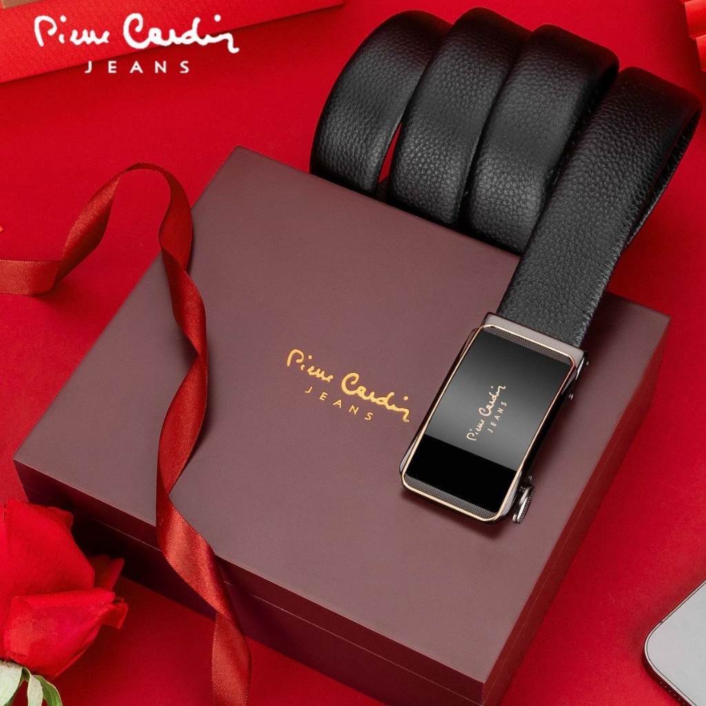 Thắt lưng nam Pierre Cardin chính hãng, da bò thật 100%, khoá tự động