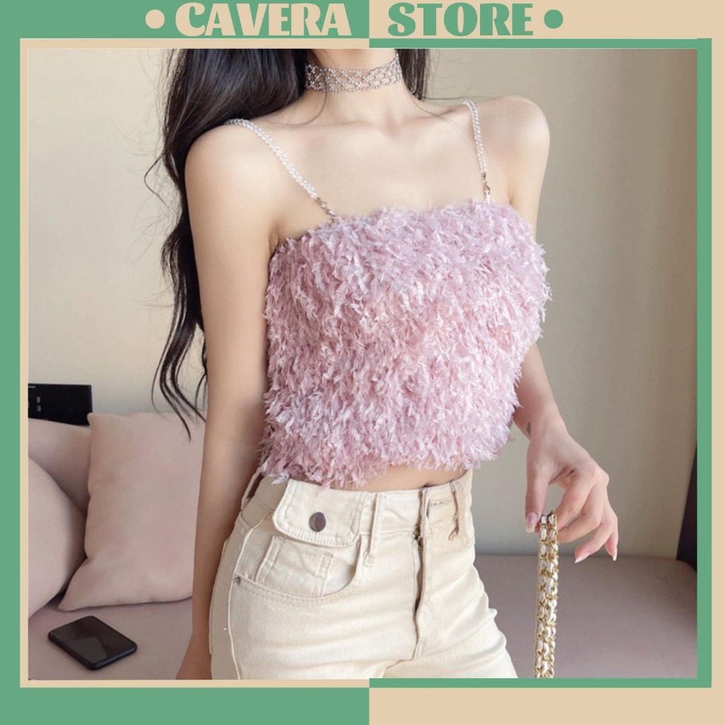 Áo bra ống tua rua - Áo croptop không dây sang trọng xinh xắn mịn màn thông thoáng Cavera B1440