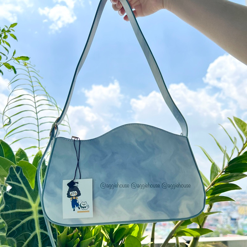 Túi Kẹp Nách Đeo Vai Màu Xanh Da Trời Loang Thiết Kế Thời Trang - Aggie House