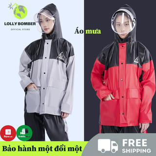 Áo mưa bộ người lớn thời trang,Có Phản Quang Chống Thấm Cực Tốt, bộ quần áo mưa nam nữ hai lớp giữ nhiệt,siêu chống thấm