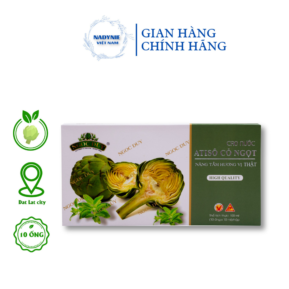 Cao nước Atiso cỏ ngọt Ngọc Duy (Hộp 10 ống) - Dòng sản phẩm thượng hạng Đà Lạt