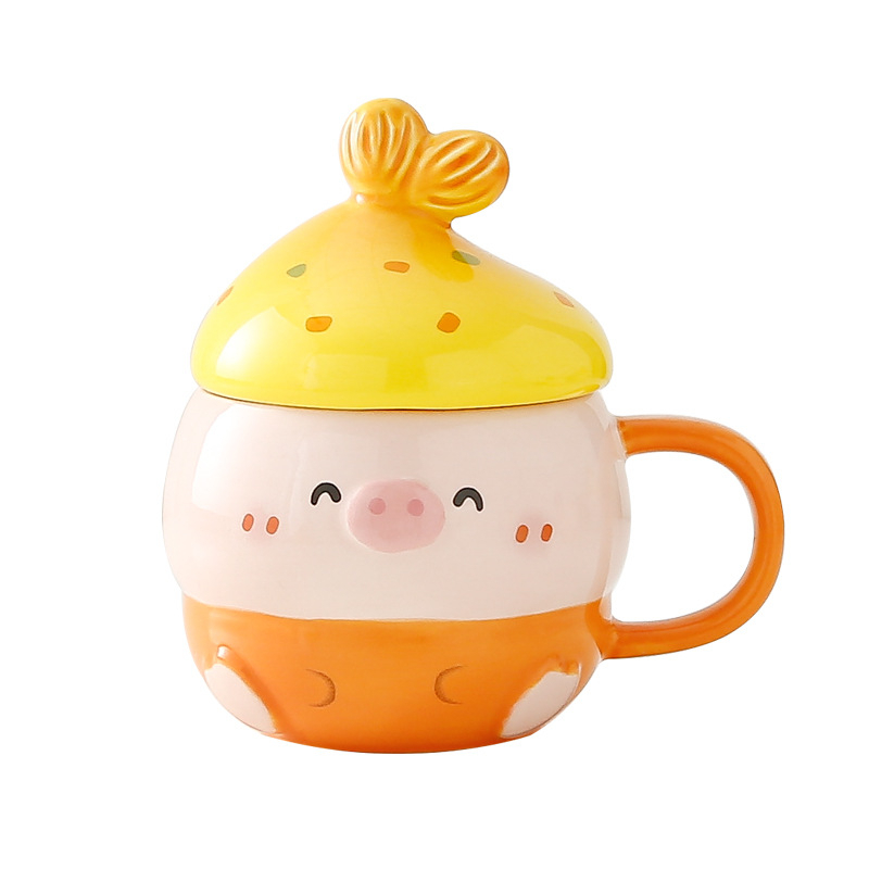 Cốc sứ uống trà, Quà lưu niệm cute họa tiết chú heo mẹ sóc