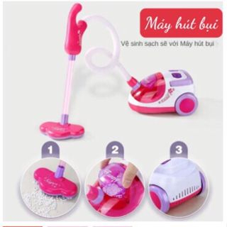 Bộ đồ chơi dọn dẹp vệ sinh nhà cửa cho bé có máy hút bụi đa năng và có xe đẩy kèm dụng cụ lau nhà dành cho bé