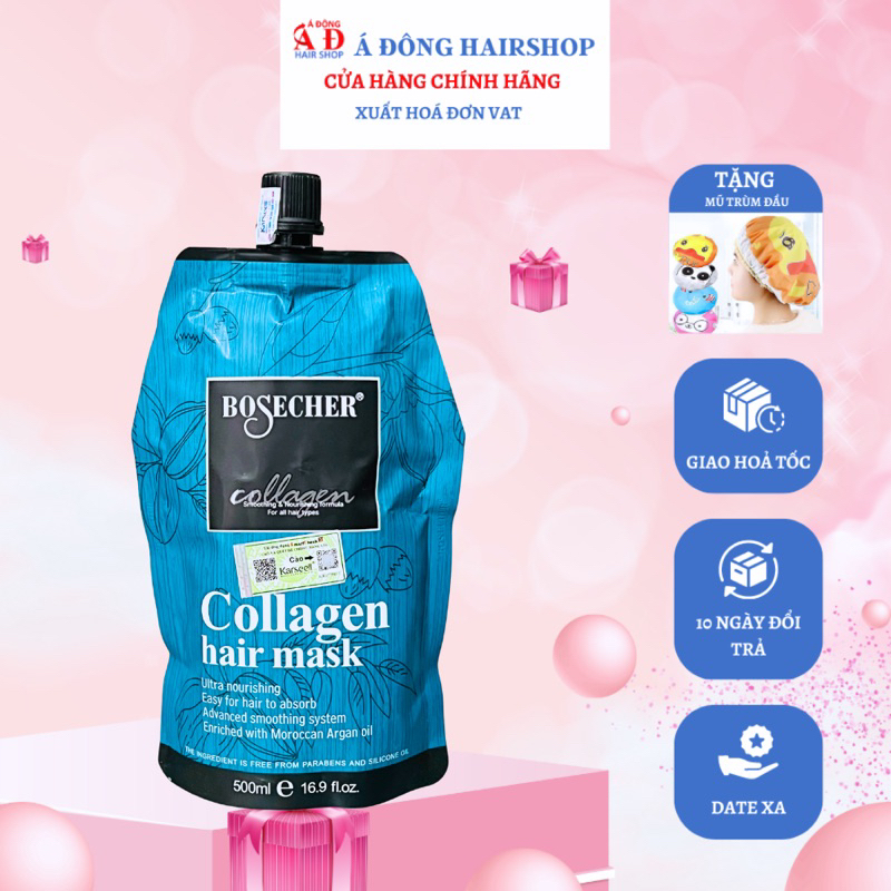 DẦU HẤP Ủ COLLAGEN SIÊU MỀM MƯỢT, GIẢM RÃY RỤNG TÓC BOSECHER CHÍNH HÃNG