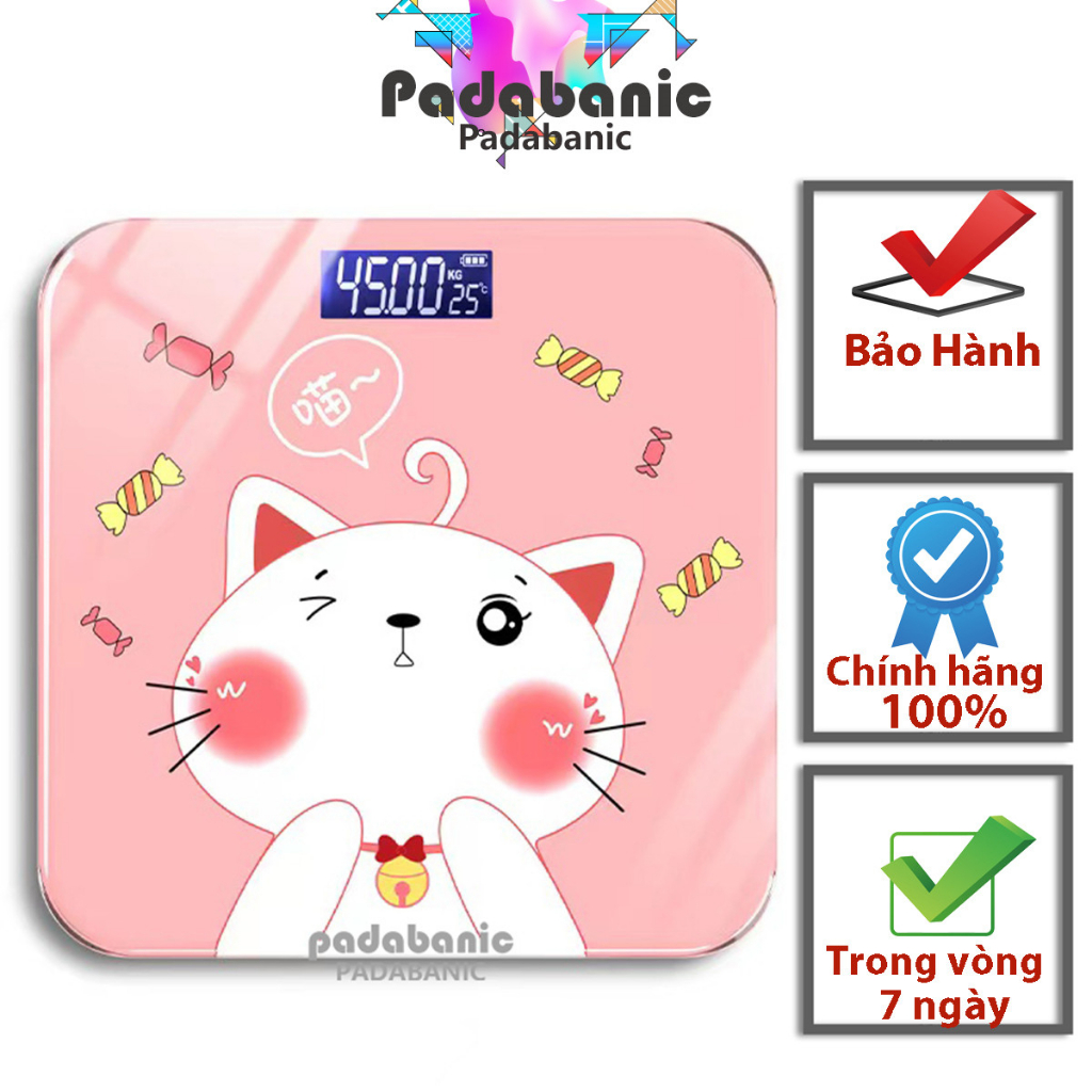 Cân Điện Tử Padabanic 715 Hình Cute Đáng Yêu Chạy Pin Tiện Lợi Tặng Kèm Pin