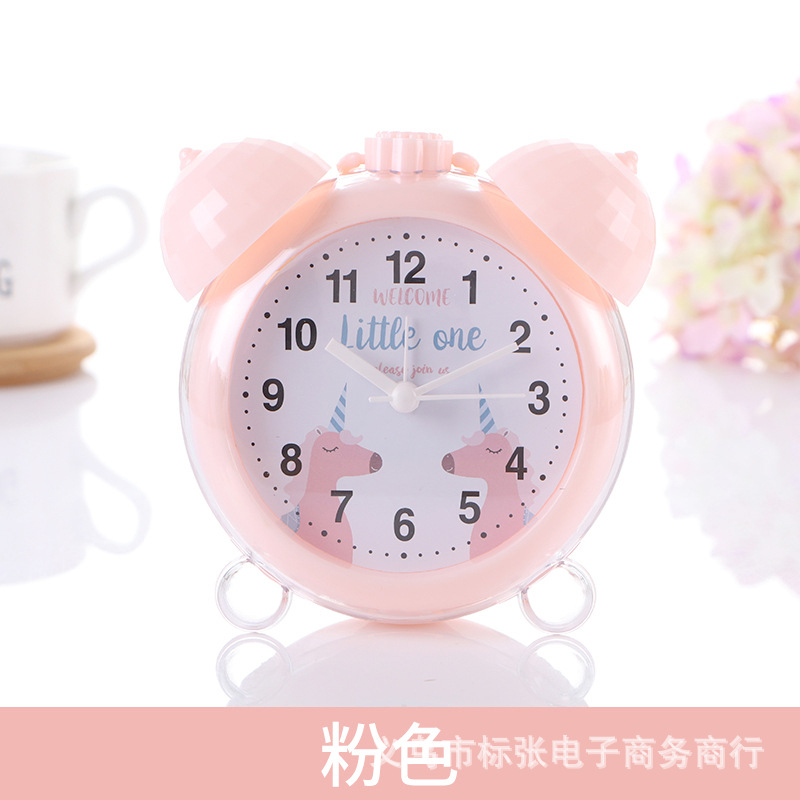 Đồng hồ để bàn mini decor trong suốt trang trí cho bé, Đồng hồ báo thức có đèn cute