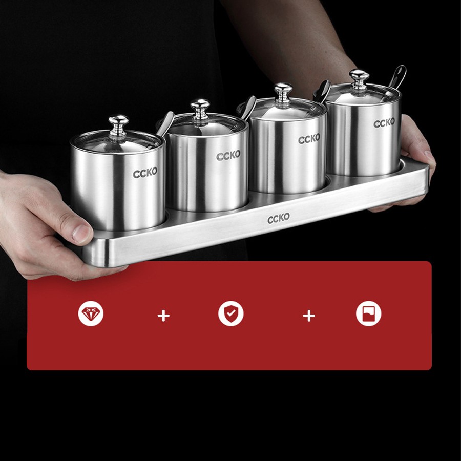 Kệ kèm lọ inox đựng gia vị CCKO CK9982 cao cấp