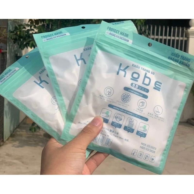 khẩu trang 5d người lớn kobe thùng 100 chiếc( 10 gói)