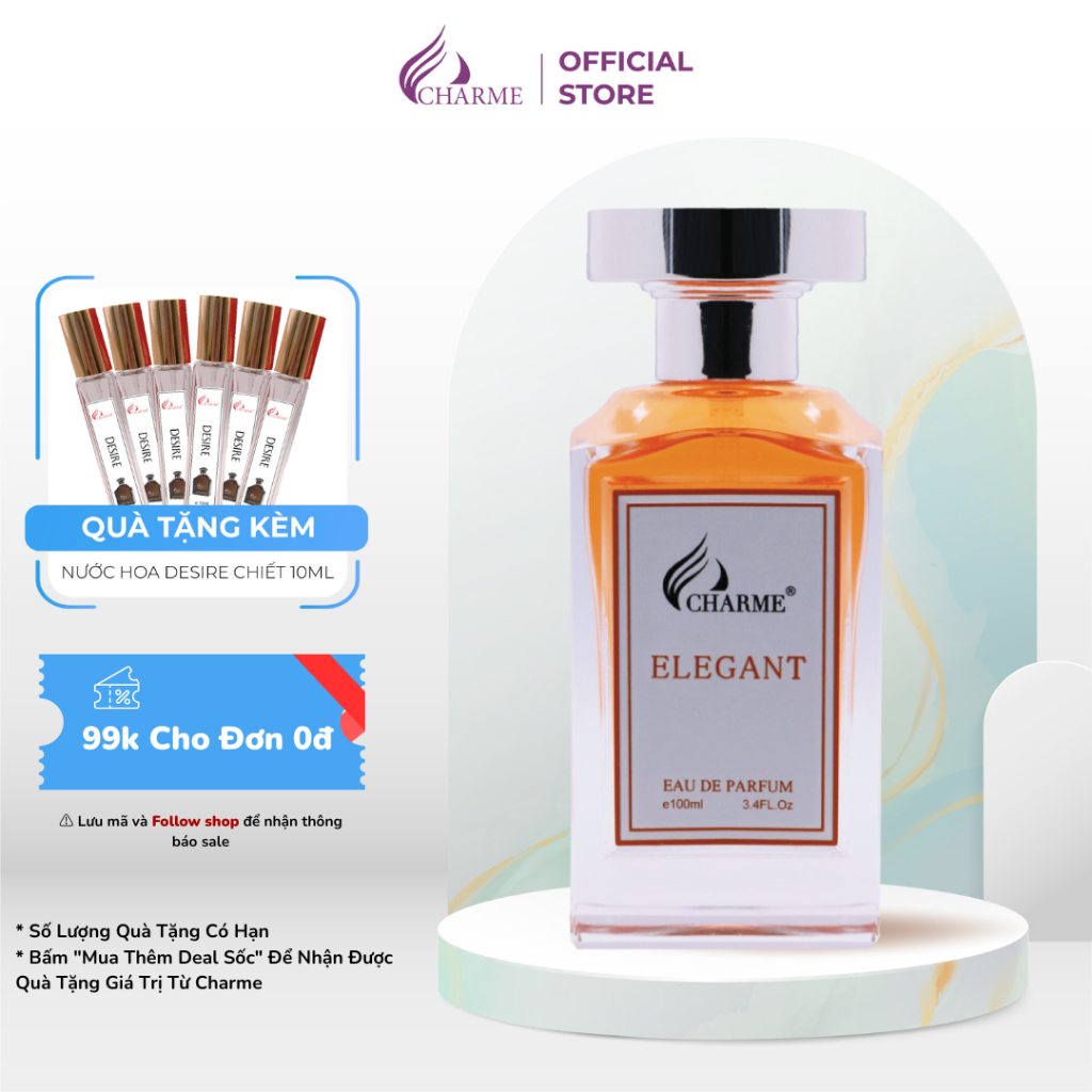 Nước hoa nam THƠM LÂU Charme Elegant chính hãng cao cấp hương biển hiện đại nam tính lưu hương lâu 8-12 giờ chai 100ml