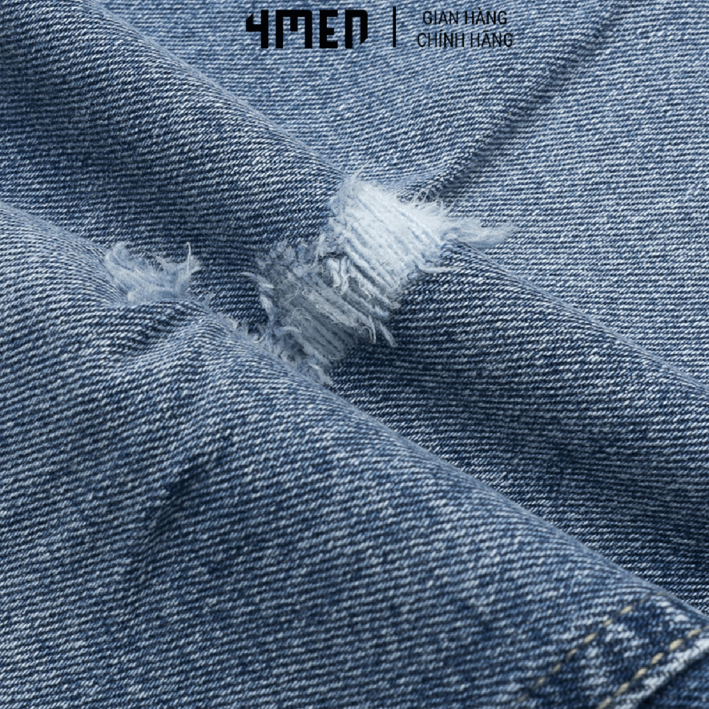 Quần Jeans Nam Regular Blue Effect 4MEN QJ060 rách gối, eo bản thấp, form dáng đẹp, chất vải denim co giãn tốt