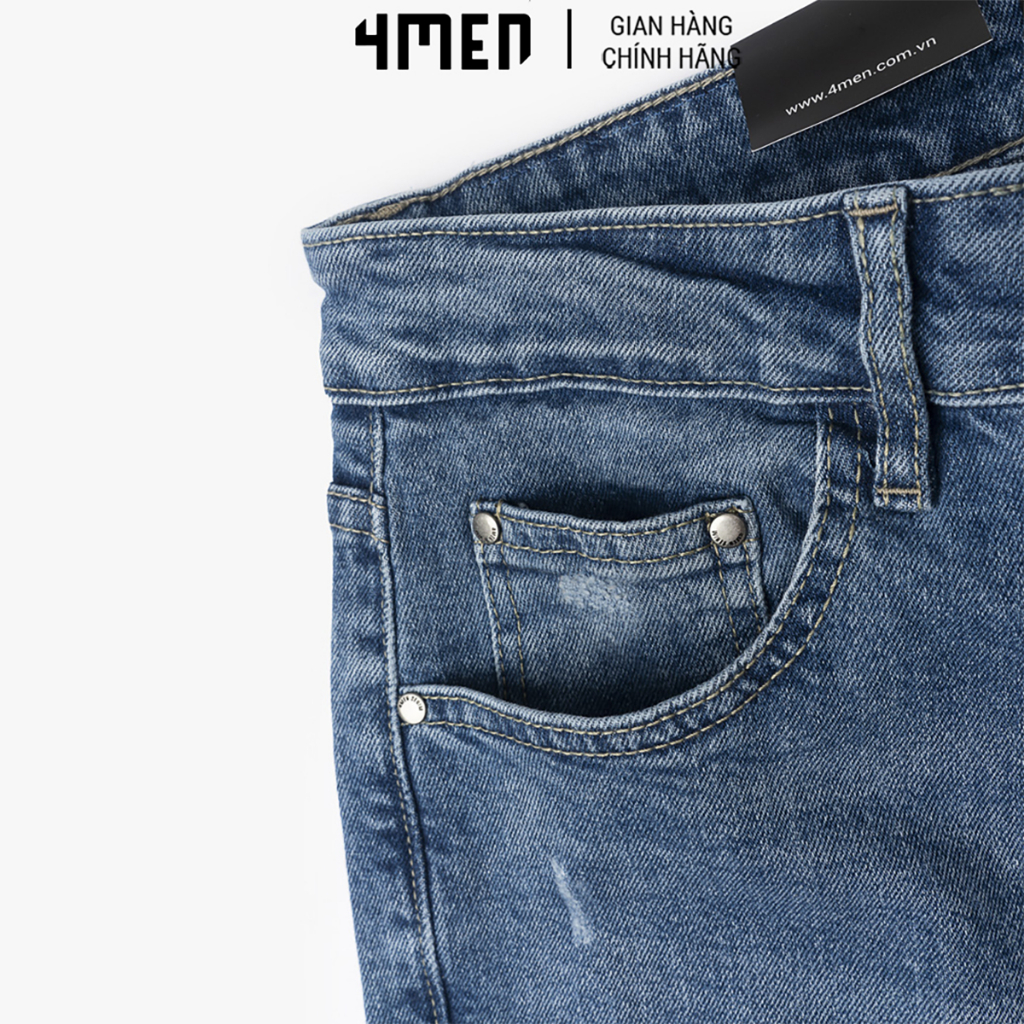 Quần Jeans Nam Regular Blue Effect 4MEN QJ060 rách gối, eo bản thấp, form dáng đẹp, chất vải denim co giãn tốt