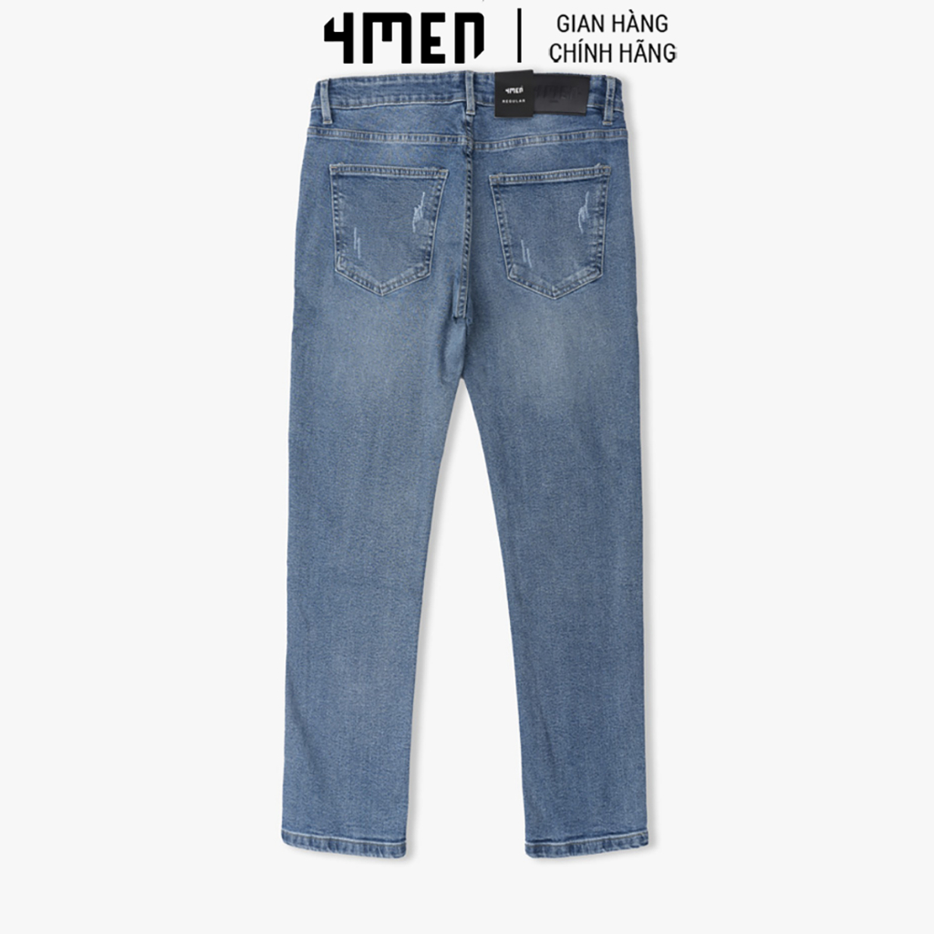 Quần Jeans Nam Regular Blue Effect 4MEN QJ060 rách gối, eo bản thấp, form dáng đẹp, chất vải denim co giãn tốt