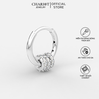 Khuyên tai bạc nữ 925 chariot vòng tròn đính đá cao cấp chariotjewelry ejc46