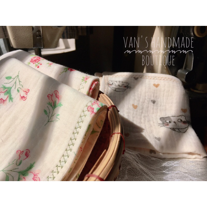 Khăn tay vải xô muslin mềm mịn, quà tặng handmade