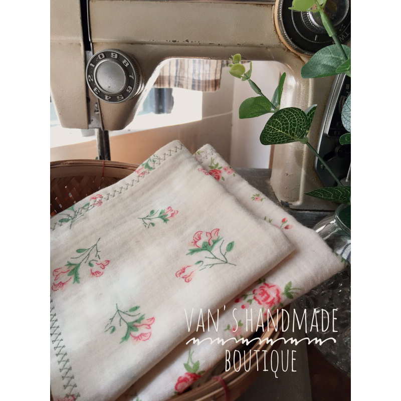 Khăn tay vải xô muslin mềm mịn, quà tặng handmade