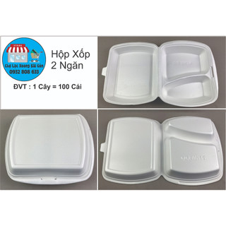 Hộp xốp đựng cơm 2 ngăn 100 cái