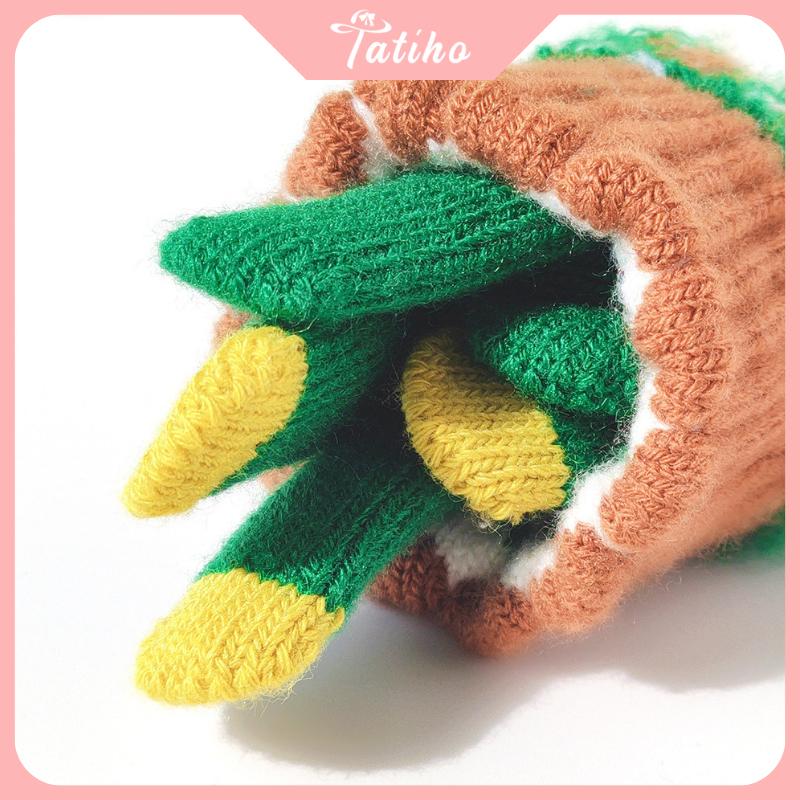 Găng tay unisex, Bao tay len dày dặn họa tiết hoa nhí cảm ứng điện thoại phong cách dễ thương thời trang Hàn - GT004