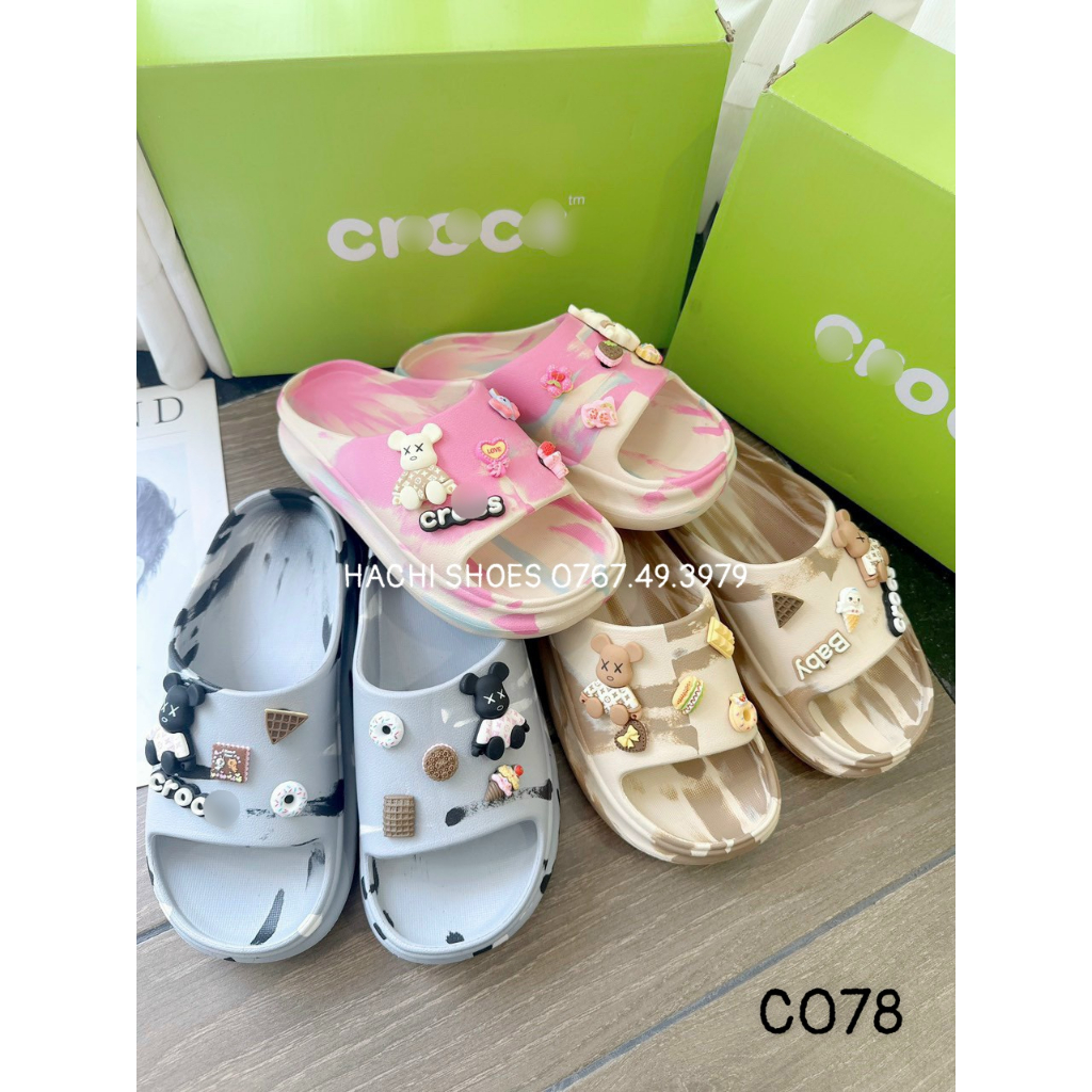Dép crocsss nữ kèm stick dễ thương siêu nhẹ C078 - HACHI SHOES