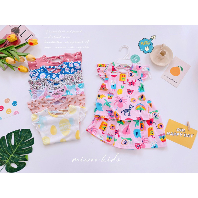 Sét áo cánh tiên chân váy xinh xắn miwookids cho bé gái