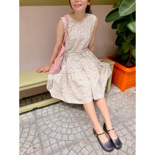 Đầm linen mùa hè hoa nhí xòe rộng - Đầm Hạ Mây - Youth Linen