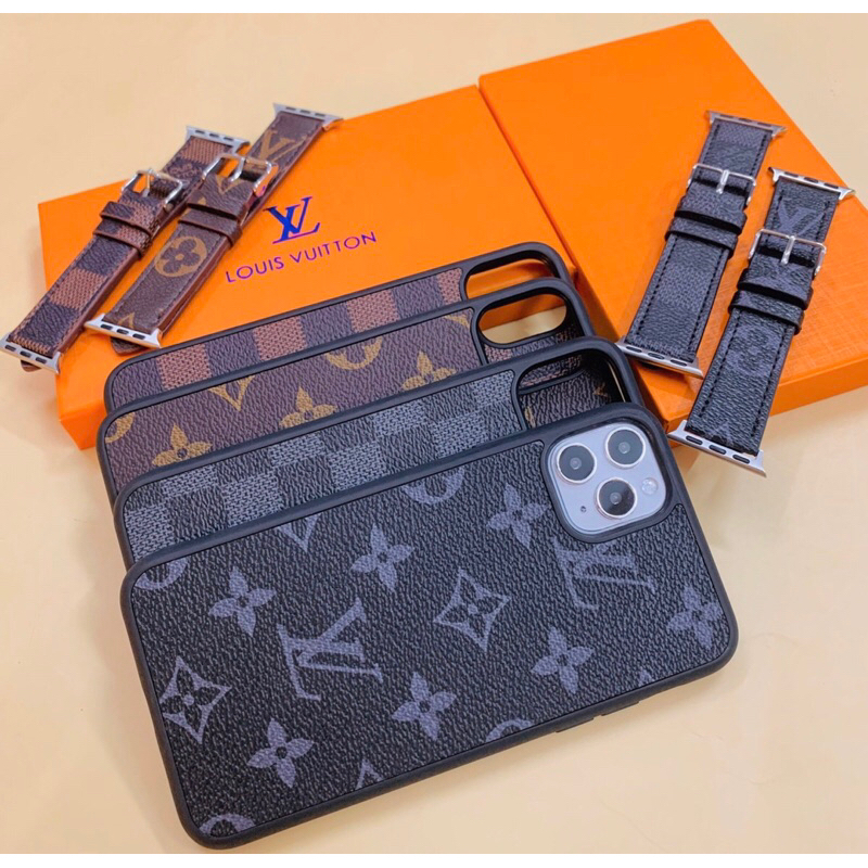 Ốp Lưng  LV Màu Nâu Đen Siêu Sang Và Dây Da Đeo LV Dành Cho Đồng Hồ Thông Minh