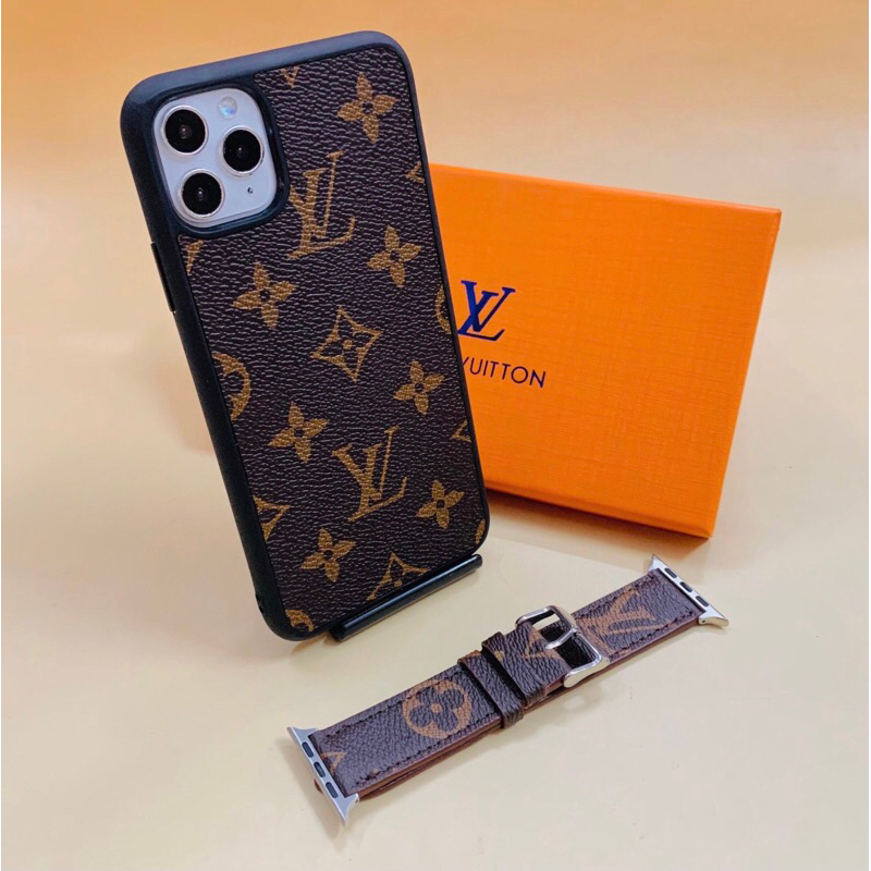 Ốp Lưng  LV Màu Nâu Đen Siêu Sang Và Dây Da Đeo LV Dành Cho Đồng Hồ Thông Minh