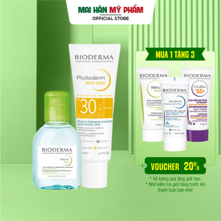 Bộ đôi kem chống nắng dành cho da dầu và da mụn Bioderma Photoderm AKN Mat SPF30 40ml và tẩy trang Sebium H2O 100ml