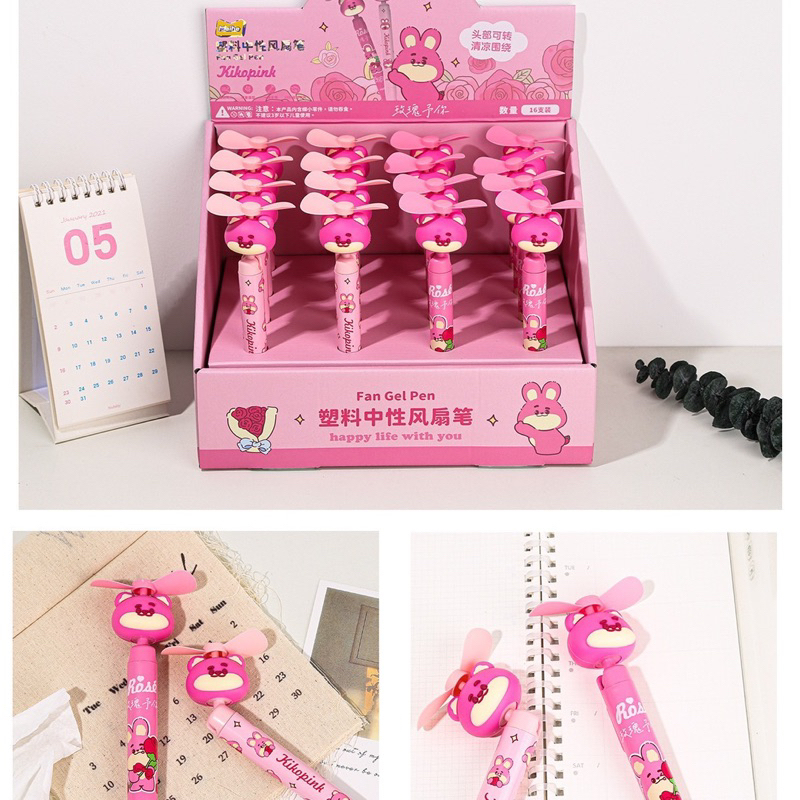 Bút Kết Hợp Quạt Làm Mát Mẫu Gấu Dâu Lotso, Mẫu Thú Siêu Cute