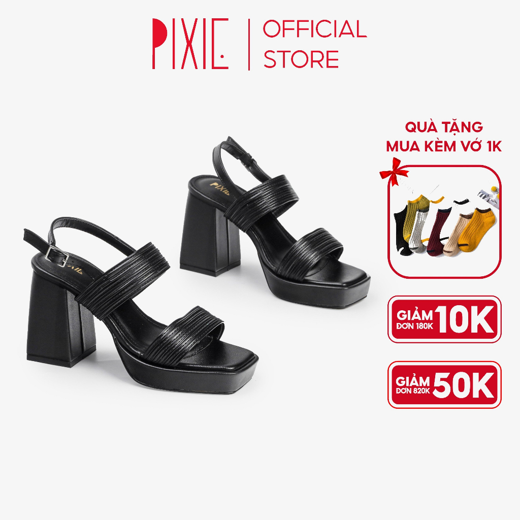 Giày Sandal Cao Gót Đúp 9cm Quai Chần Chỉ H102 Pixie