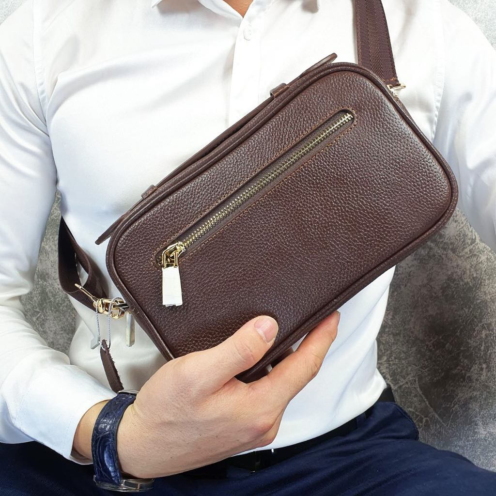 Clutch cầm tay nam da bò khóa số, Hàng hiệu VLuxury