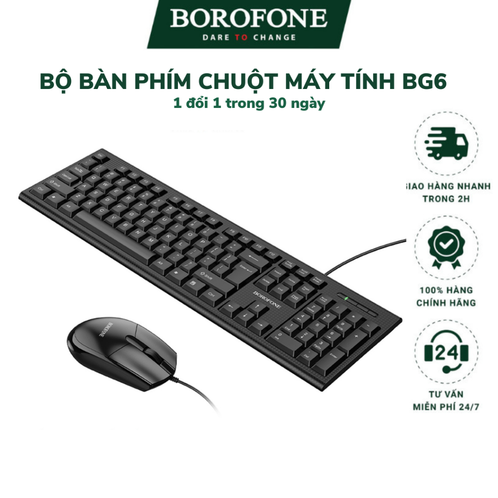 Bộ bàn phím và chuột máy tính có dây Borofone BG6 - AK Mobile