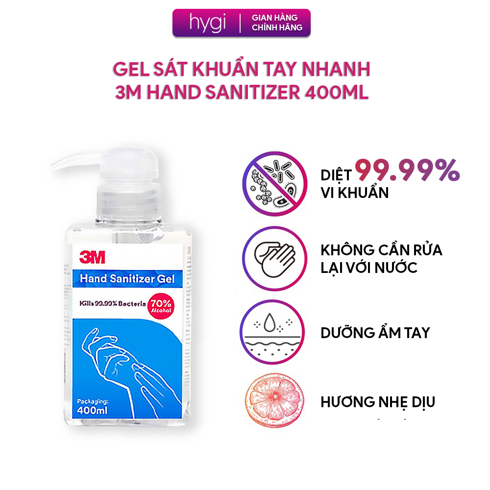 Dung dịch sát khuẩn tay nhanh 3M hand sanitizer 400ml, 70% ethanol v/v