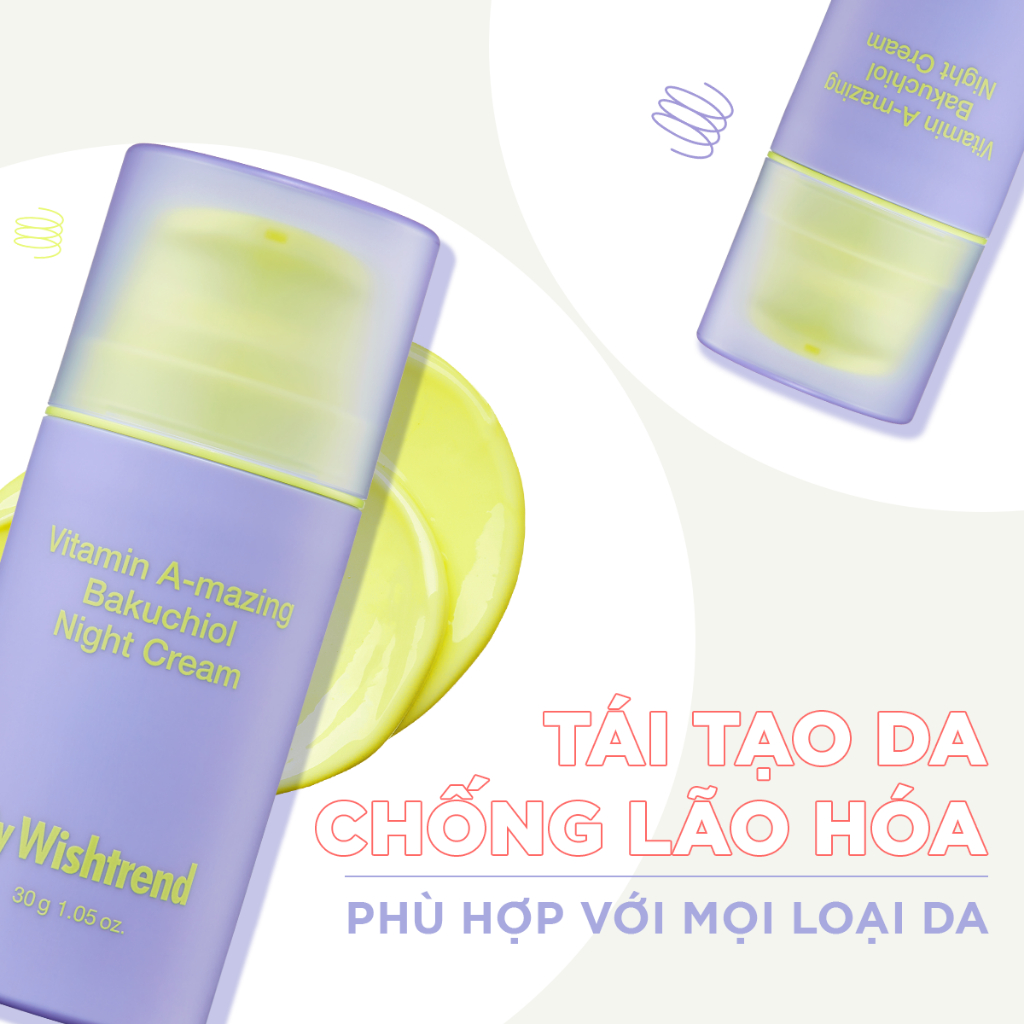 By Wishtrend Kem chống nắng UV Defense Moist Cream SPF50+PA++++ 50g + Kem ban đêm Vitamin A-mazing Bakuchiol Night Cream