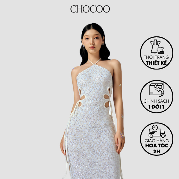 Đầm Parisa Bling Dress Chocoo Thiết Kế Chất Liệu Cườm Lười Kim Sa Cao Cấp