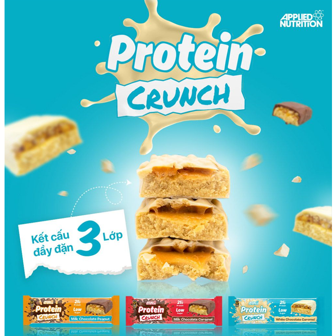 Bánh Applied Nutrition Protein Crunch Bar nhập khẩu Mỹ - Gymstore giàu dinh dưỡng, bổ sung năng lượng nhanh