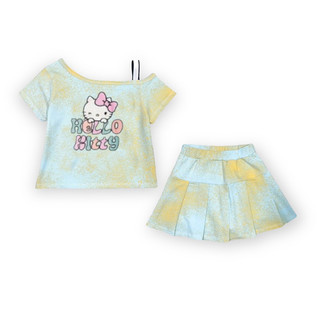 Set váy #elsa lệch vai cho bé, chất cotton mát.