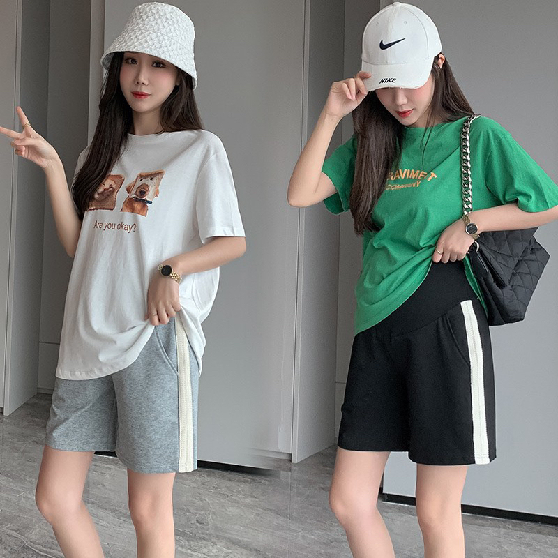 Quần Bầu phối sọc ,Quần sooc bầu , chất cotton thái mềm mát dày dặn