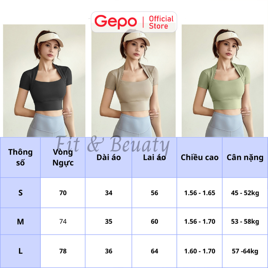 Áo croptop nữ tay ngắn tập gym yoga ôm body GEPO GP220